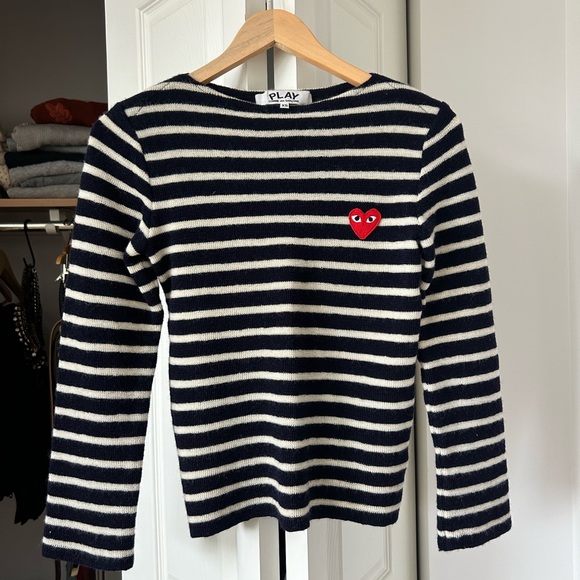 Comme des garçons PLAY 100% wool made in Japan striped sweater - Picture 3 of 5